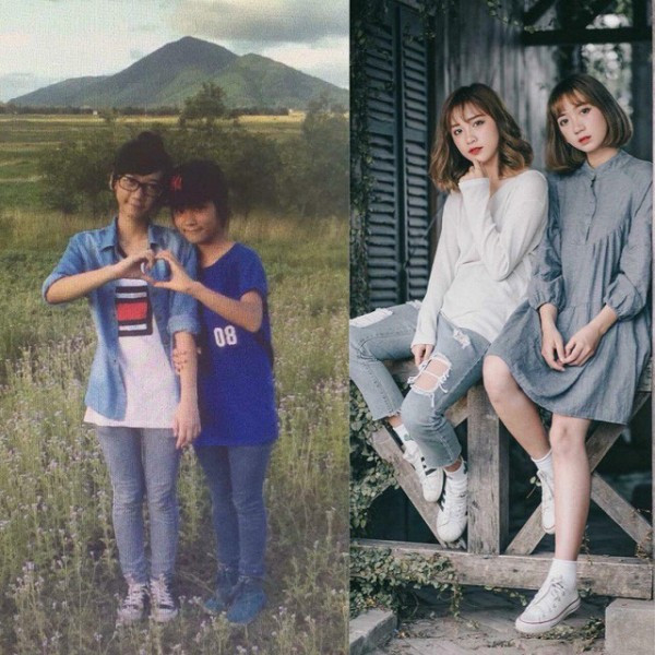 Ai mà tưởng tượng được rằng hai cô bạn đen nhẻm, gầy nhom năm nào giờ đã thành hai cô gái trẻ xinh đẹp, tự tin.