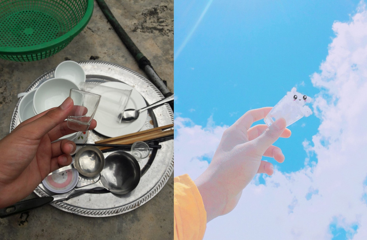 Sử dụng chính những vật dụng trong mâm bát của mình, cậu bạn này đã chụp lại sau đó dùng kĩ thuật sửa ảnh để biến nó không trở nên nhàm chán bởi những chi tiết như mây trời để tạo điểm nhấn.