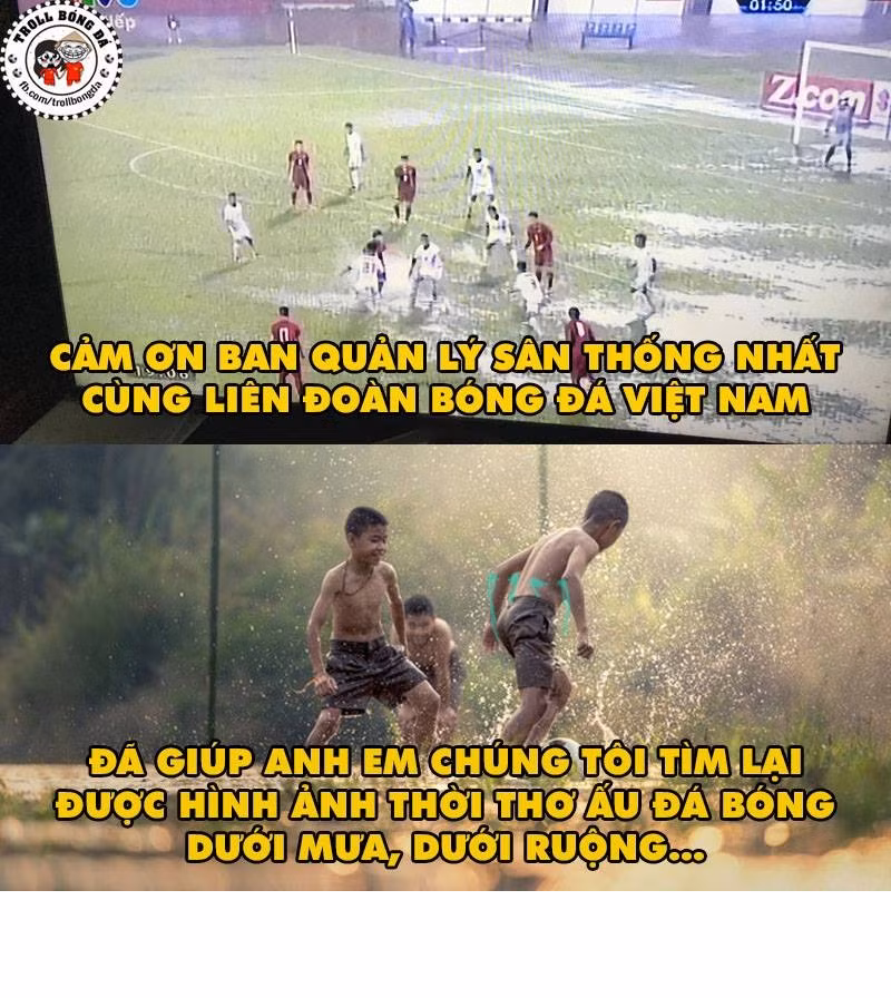 Nhìn các cầu thủ Việt Nam thi đấu trên sân thống nhất, nhiều dân mạng phì cười khi phát hiện nó giống với bức ảnh thơ ấu của mình.