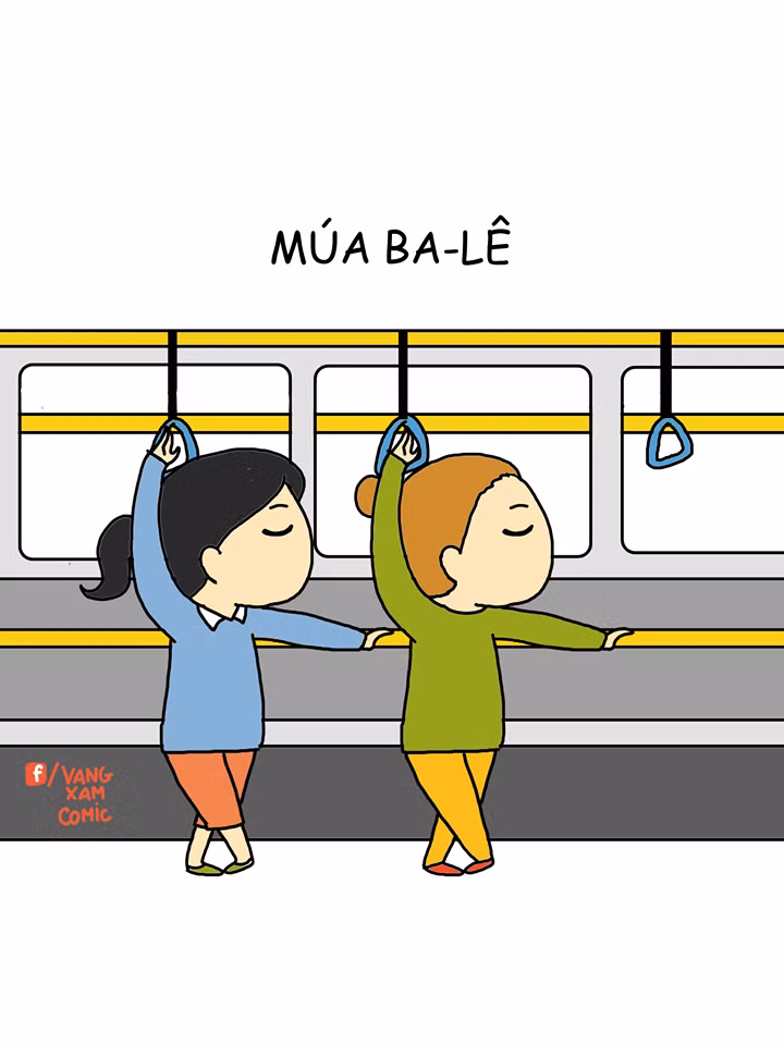 Với nét vẽ đơn giản và những chú thích hài hước, bộ ảnh dạy cách đứng trên xe buýt của Vàng Xám Comic đã miêu tả rất nhiều phương thức đứng tạo dáng sao cho đẹp nhất cho dân mạng