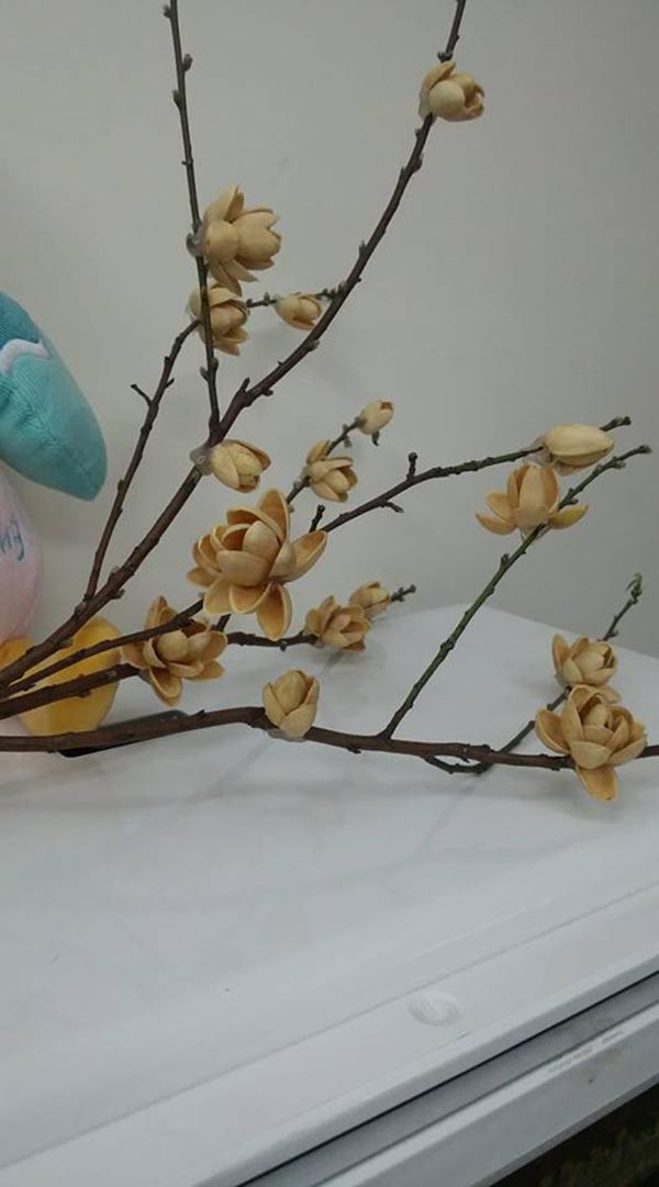 Cụ thể, trên MXH các dân mạng đã tận dụng hạt bí, hạt dẻ cười tạo thành những bông hoa, bức tranh sống động để làm quà Valentine.