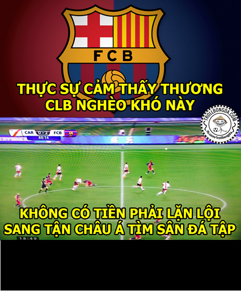 Nhiều cư dân mạng đùa rằng Barcelona không có tiền thuê sân tập ở châu Âu nên phải sang châu Á thuê sân tập trong giải FIFA Club World Cup.