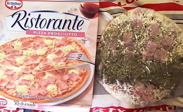 Chỉ vì lỡ tay mà chiếc bánh piza đã trở nên vô cùng xấu xí và không giống như quảng cáo.