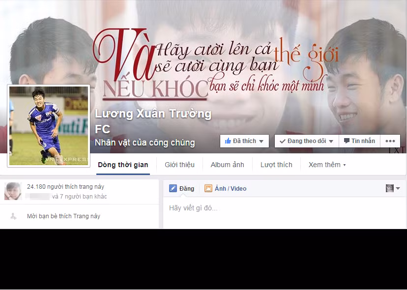 Dù nổi bật với vẻ đẹp trai cũng như tài năng nhưng Xuân Trường của CLB HAGL cũng chỉ đứng thứ 10 trong danh sách những cầu thủ Việt có fan hâm mộ lớn nhất trên Facebook với 24.180 người theo dõi.
