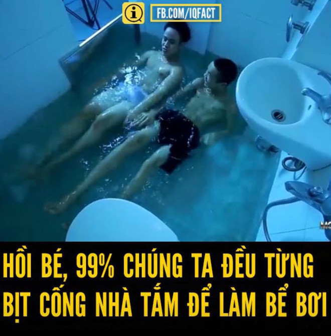 Hoài niệm về ngày xưa khi việc được đi bơi ở bể bơi quả là xa xỉ với những đứa trẻ thì đã không ít lần, chúng tìm giẻ lau nhà rồi cuốn túi ni-lon để bịt vào nút cống, sau đó xả nước dềnh lên và đùa nghịch.