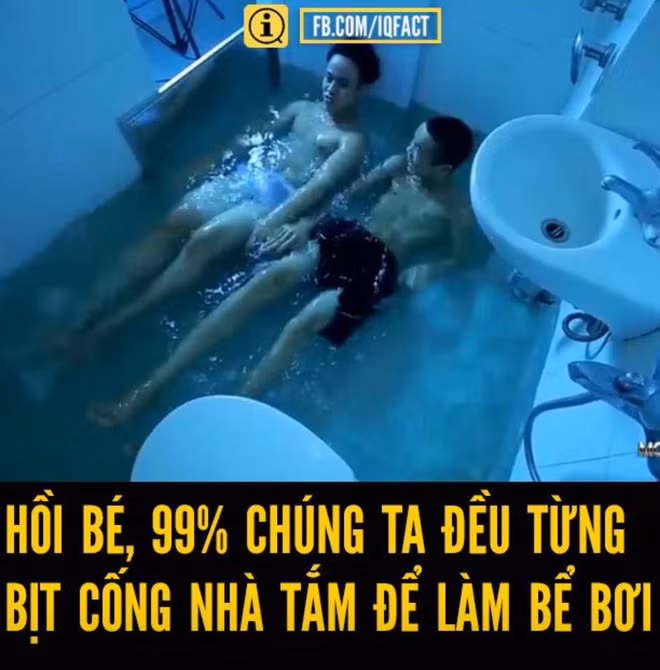 Hoài niệm về ngày xưa khi việc được đi bơi ở bể bơi quả là xa xỉ với những đứa trẻ thì đã không ít lần, chúng tìm giẻ lau nhà rồi cuốn túi ni-lon để bịt vào nút cống, sau đó xả nước dềnh lên và đùa nghịch.
