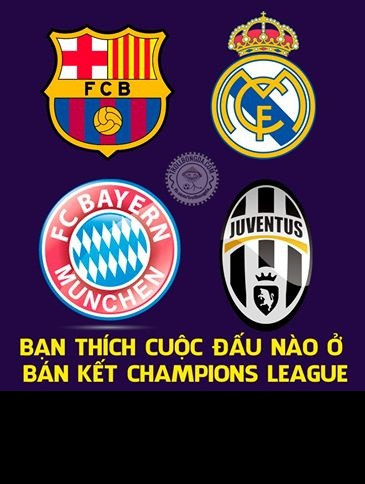 4 đội bóng sẽ góp mặt ở vòng bán kết UEFA Champions League.