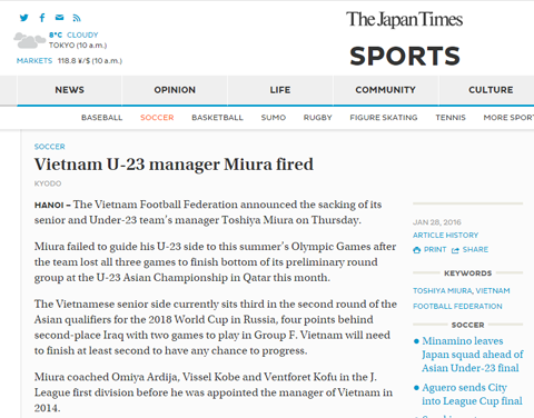 Bao chi Nhat noi gi ve viec VFF sa thai HLV Toshiya Miura-Hinh-2