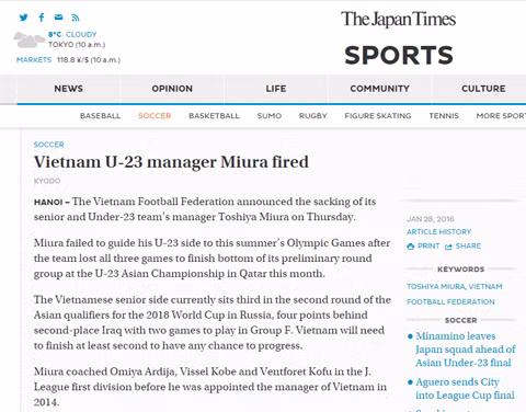 Bao chi Nhat noi gi ve viec VFF sa thai HLV Toshiya Miura-Hinh-2