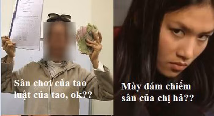 Cái lườm đầy quyết liệt của chị Nguyệt trong phim "Phía trước là bầu trời" khiến cho cô giáo Tuyến phải giật mình sau khi phát biểu câu nói "Sân chơi của tao, luật của tao".