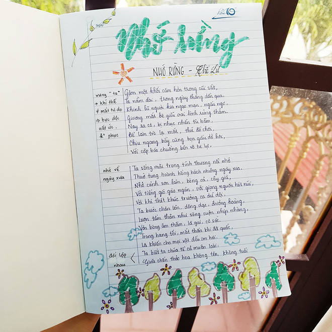 Có thể thấy, phần tên tác phẩm luôn được các bạn trang trí bay bổng với những nét vẽ rất dễ thương, phóng khoáng. Bên cạnh đó, những phần nhỏ như "ghi nhớ", "lưu ý" cũng được chăm chút khá cẩn thận và nổi bật.