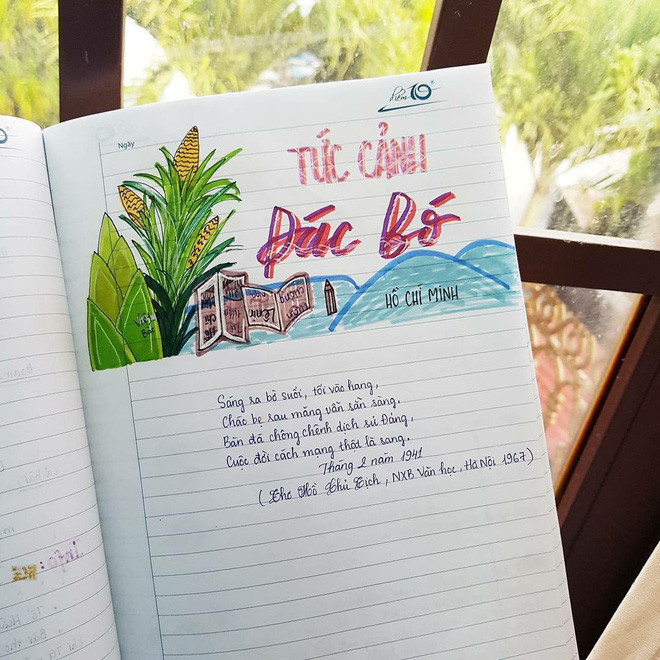 Những khung cảnh và nội dung trong bài học được các bạn học sinh lưu lại trên phần nhan đề bắt mắt.