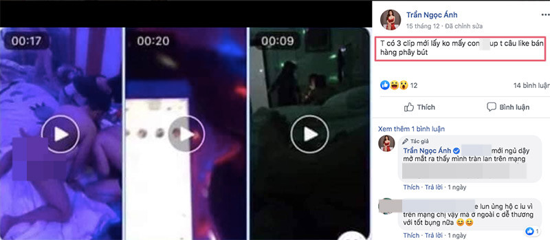 Không chỉ gay gắt với những kẻ lấy mình ra bán hàng, Mon 2k còn khiến nhiều người giật mình thon thót khi để lại bình luận: 'Tôi có 3 clip mới đây, lấy không…?' kèm theo ảnh chụp 3 clip khá nóng bỏng.