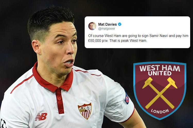 Trang chủ CLB West Ham xác nhận việc chiêu mộ thành công cựu ngôi sao Arsenal và Manchester City, Samir Nasri theo dạng chuyển nhượng tự do.