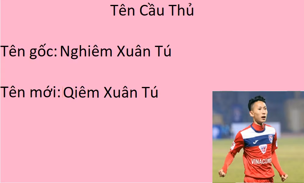 Chắc hẳn khi nhìn vào những cái tên mới của mình, các ngôi sao của bóng đá Việt Nam sẽ cảm thấy rất lạ mắt và bối rối khi thử đọc, phát âm.