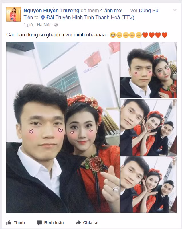 Trở về từ U23 châu Á với danh hiệu Á quân cùng đội tuyển U23 Việt Nam, thủ môn Bùi Tiến Dũng trở thành tên tuổi được nhiều người chú ý tới và không ít các cô nàng phải "thả tim", thể hiện sự mến mộ anh chàng này, đơn cử như Hoa hậu Đỗ Mỹ Linh, Angela Phương Trinh hay mới đây nhất là hot girl showbiz Huyền Thương.