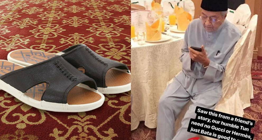 Thủ tướng Malaysia với đôi dép giá 4 USD. Ảnh: Facebook