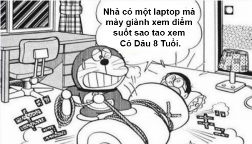 Vì quá mê phim "Cô dâu 8 tuổi" nên Nobita đã không cho Doraemon xem điểm thi THPT 2015.