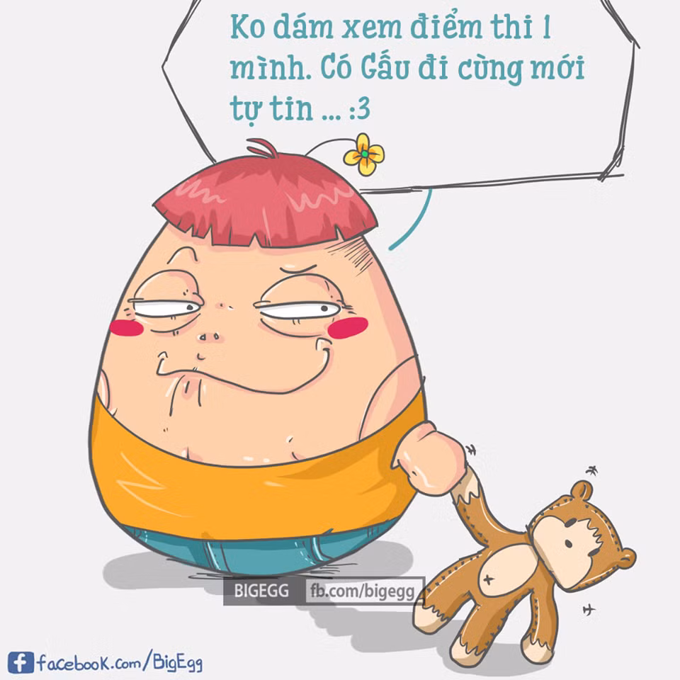 Không đủ tự tin xem điểm một mình, BigEgg phải dẫn thêm "gấu" đi cùng.