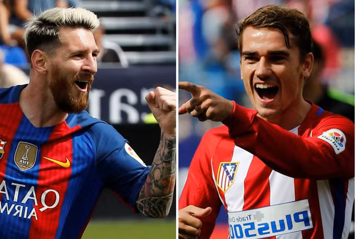 Messi phá M.U, bí mật rủ Griezmann về Barca: Theo thông tin chuyển nhượng cầu thủ từ Don Balon cho hay, tan trận hòa 1-1 trên sân Atletico Madrid, chân sút số 1 Barca, Leo Messi đã có cuộc trò chuyện "bí mật" với Antoine Griezmann để rủ chân sút người Pháp về chơi bóng ở Nou Camp. Ảnh: Don Balon