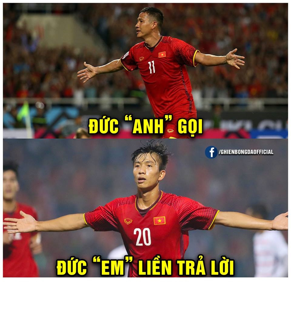 Khi Đức "Anh" gọi ở hiệp 1 thì ngay đầu hiệp 2, Đức "Em" đã trả lời và mang lợi thế dẫn bàn về cho đội tuyển Việt Nam trước trận bán kết lượt về AFF Cup.