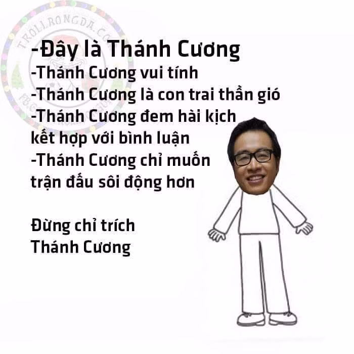 Bình luận viên hài hước Tạ Biên Cương của VTV cũng bị các cư dân mạng chế ảnh theo phong trào.