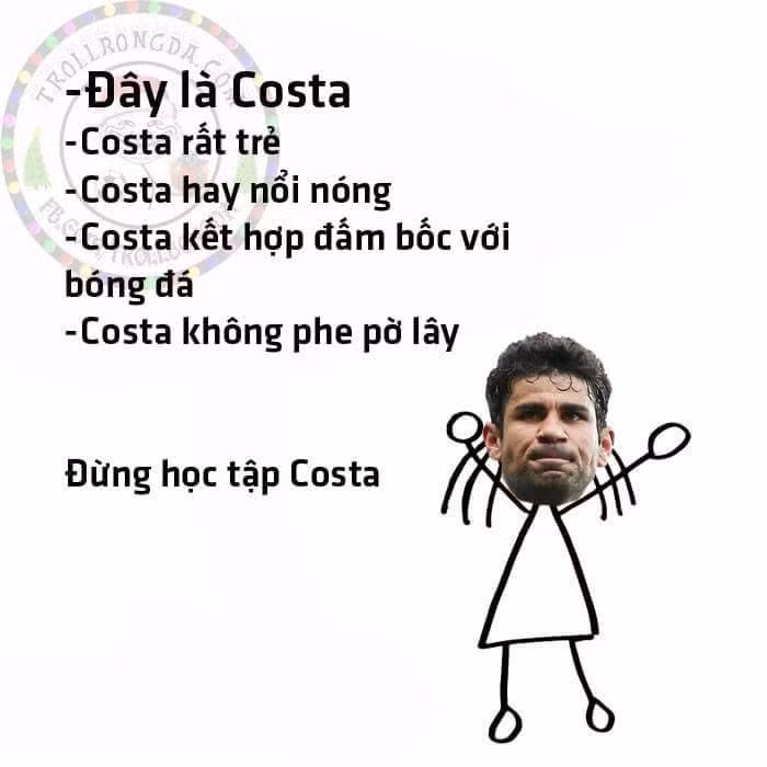 Những tật xấu của Diego Costa (Chelsea) được cư dân mạng phơi bày một cách hết sức hài hước.