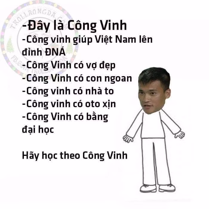 Không chỉ có các ngôi sao bóng đá ngoại được chế ảnh mà các cầu thủ nội cũng có góp mặt trong trào lưu này. Người mở màn cho trào lưu này ở chân sút nội đó là Lê Công Vinh (B.Bình Dương).