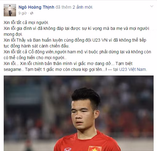 Nghen ngao tam su cua Hoang Thinh khi chia tay U23 VN