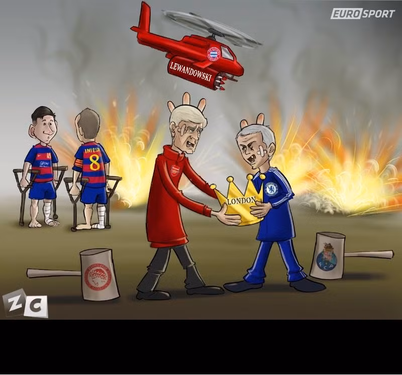 Arsenal và Chelsea tranh giành ngôi vương tại London nhưng ra đấu trường châu Âu họ lại bị những đối thủ yếu hơn tiêu diệt một cách dễ dàng.