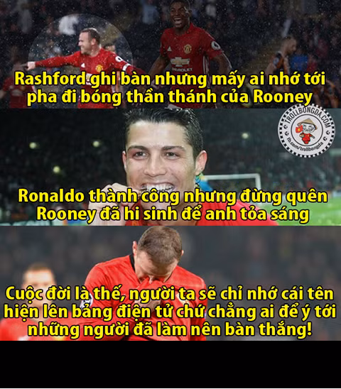 Man United đã giành chiến thắng thứ 3 liên tiếp trong trận đấu với Hull City bằng bàn thắng duy nhất của Rashford. Nhưng ít ai nghĩ rằng, Rooney mới là cầu thủ làm nên bàn thắng đó bằng đường đi bóng khôn ngoan sau đó căng ngang hiểm hóc để đàn em lập công. Bức ảnh chế "người hùng thầm lặng" mang tên Rooney được rất nhiều cư dân mạng chú ý.