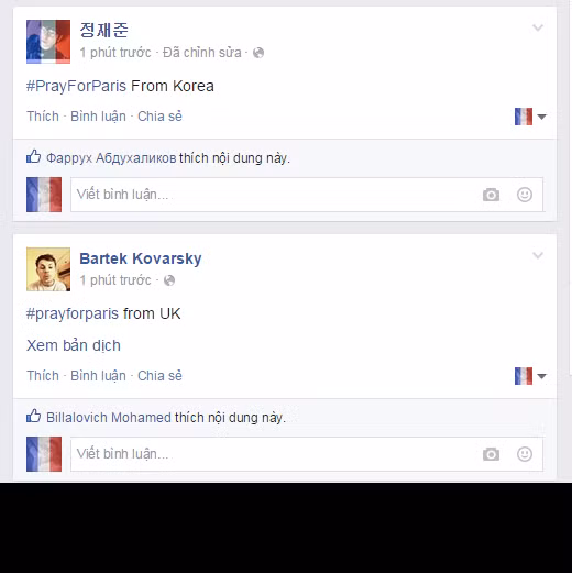 Cụ thể, Facebook đã nhanh tay phát triển một công cụ hỗ trợ người dùng thay đổi ảnh đại diện trên nền quốc kỳ của Pháp.Chỉ cần một cú nhấp chuột đơn giản là cộng đồng đã chia sẻ nỗi mất mát cho những người dân đất nước hình lục lăng này.