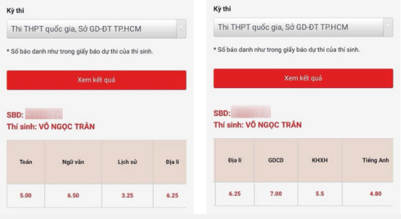 Sau bao ngày chờ đợi, điểm thi THPT QG 2019 của Võ Ngọc Trân bất ngờ được lan truyền trên MXH khiến ai cũng phải ngỡ ngàng. Theo những con số được ghi lại, có thể thấy cả 6 môn thi được nữ sinh 10X này lựa chọn năm nay đều đạt kết quả khá khiêm tốn. Cụ thể, điểm Toán của cô nàng là 5, điểm Văn là 6,5, điểm tiếng Anh là 4.8, điểm Lịch sử là 3.25, điểm Địa lý là 6.25 và điểm GDCD là 7.