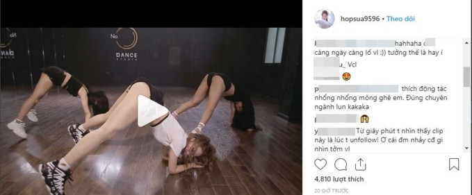 Chưa bình luận gì tới trang phục, dân mạng đã soi vào ngay những động tác phản cảm của hot girl 9X này. Chính vì phong cách ngày càng quyến rũ quá đà của Trâm Anh khiến cô nhận về cả rổ gạch đá cùng nhiều bình luận khiếm nhã từ cư dân mạng.