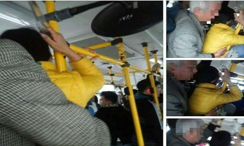 Hình ảnh cụ ông "sàm sỡ" trên buýt gây xôn xao cộng đồng mạng.