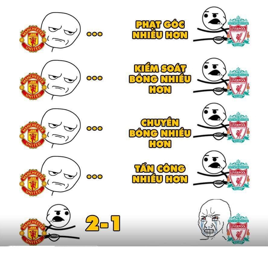 Mọi chỉ số của Liverpool đều hơn nhưng bóng đá chỉ quan tâm đến một chỉ số đó là tỷ số chung cuộc và người được cười ngạo nghễ đó là M.U.