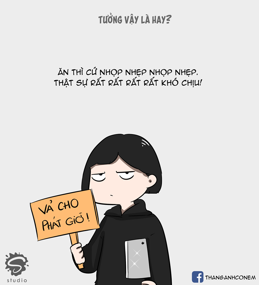 Thói ăn xấu của đứa bạn ngồi cạnh cũng khiến bị chủ nhân bộ ảnh đe dọa.