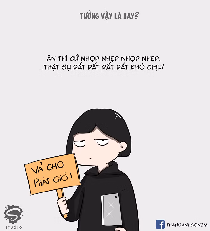 Thói ăn xấu của đứa bạn ngồi cạnh cũng khiến bị chủ nhân bộ ảnh đe dọa.