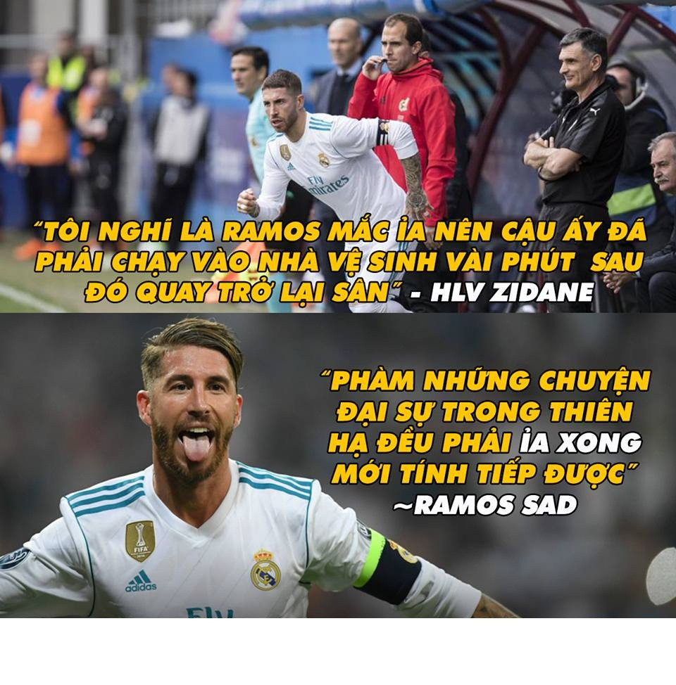 Chuyện liên quan đến vệ sinh không phải là hiếm nhưng chuyện đại tiện thì chắc xưa nay chỉ có Ramos mới gặp phải khi thi đấu. Ảnh sử dụng trong bài: Troll bóng đá