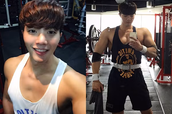 Khi cởi áo khoe cơ bắp hay ở phòng gym, anh chàng trông khác hẳn so với những gì thể hiện trên khuôn mặt.