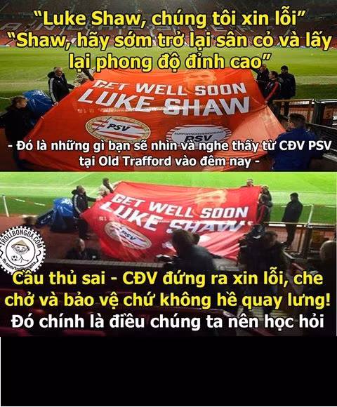 CĐV PSV đã có hành động rất cao đẹp tại sân Old Trafford đêm qua và điều này khiến NHM tại Việt Nam phải chạnh lòng.
