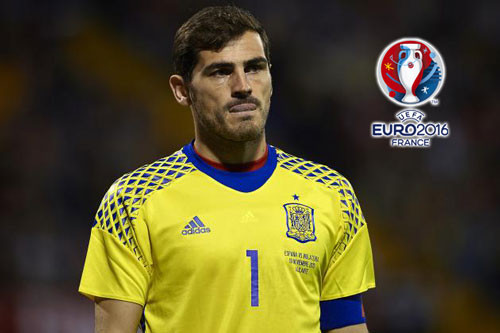Đứng trong khung gỗ của đội hình ngôi sao triệu like trên Facebook tham dự VCK Euro 2016 đó là thủ thành Iker Casillas của ĐT Tây Ban Nha. Trang cá nhân của cựu thủ môn Real Madrid sở hữu 25 triệu lượt người yêu thích.