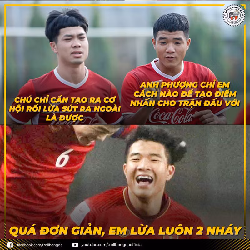 Chỉ cần vậy thôi, Đức Chinh đã ngay lập tức trở thành nhân vật bị chế ảnh nhiều nhất trong ngày hôm qua của đội tuyển Việt Nam.