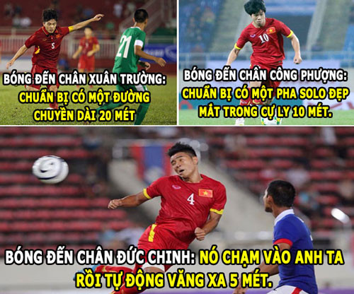 Việc đỡ bóng của Đức Chinh luôn khiến mọi người lo lắng bởi khi đỡ được nhịp một, anh ta phải chạy rất mệt để giữ lại được quả bóng.