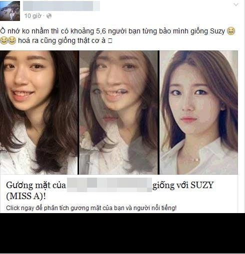 Những nhân vật nổi tiếng tìm thấy "bản sao" của mình trên mạng xã hội Việt Nam là Song Ji Hyo, Suzy, Tea Yeon, Justin Bieber,… Không chỉ vậy, một số sao Việt cũng xuất hiện trong danh sách này.