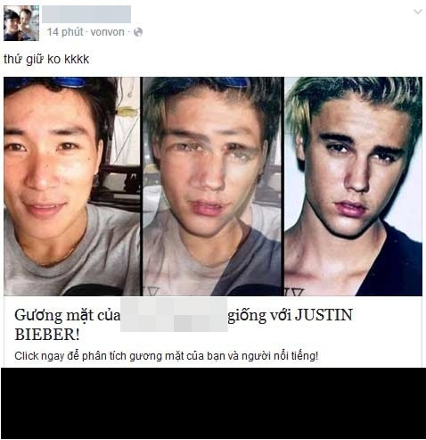 Sau khi chơi ứng dụng "Bạn giống ngôi sao nào?", thành viên có nickname Ha Hoa Pham bình luận vui: "Xem ảnh như thấy mình tìm được anh chị em sinh đôi, kiểu cùng cha khác ông nội".