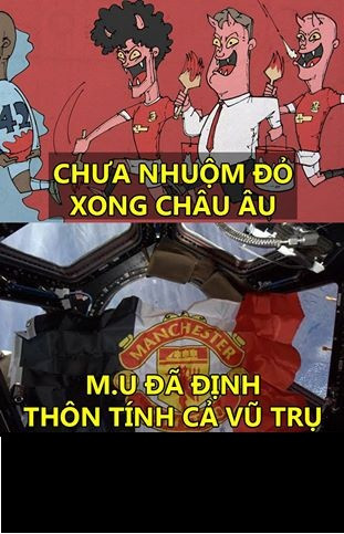 Dù chưa nhuộm đỏ được trời Âu nhưng Man United đã thôn tính cả vũ trụ khi logo của CLB này mang ra ngoài khoảng không trái đất.