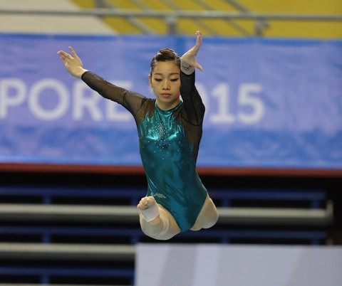 Sau VĐV Thạch Kim Tuấn, đoàn TTVN cũng trông chờ khá nhiều vào môn thể dục dụng cụ mà đặc biệt là ở nội dung nhảy ngựa của VĐV Phan Thị Hà Thanh.