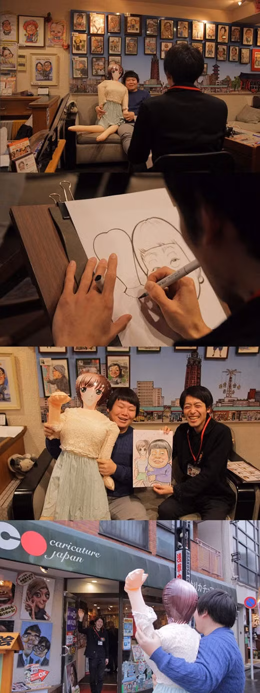 Họ cùng nhau đi chụp ảnh truyền thần tại một cửa hiệu tại thành phố Tokyo.