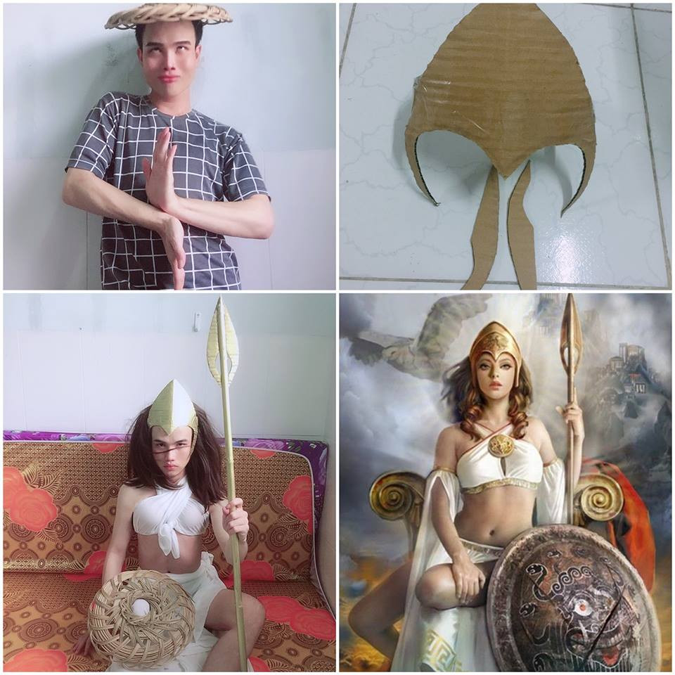 Từ những vật dụng phổ biến như thanh tre, nón lá hay những cây gậy, các bạn trẻ đã tạo nên màn cosplay cho riêng mình.